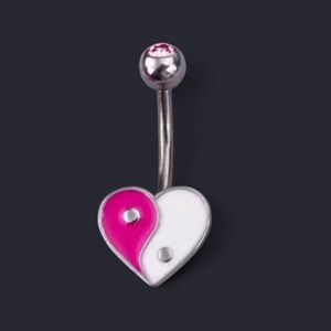 Belly Ring Barbell Body Jewelry Yin Yang Pink Heart New